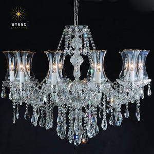 European classical lighting traditional crystal chandelier pendant lamp K9 crystal glass hanging ceiling chandelier LED lights