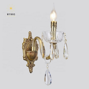 Luxurious brass sconce lamp K9 crystal bracket lighting home decor wall light with LED Edison candle bulbs