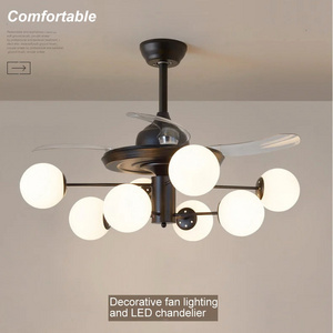 Comfortable LED fan light decorative chandelier ceiling lamp remote control living room bedroom dining room LED fan lighting