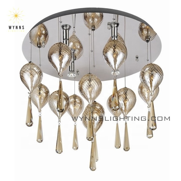 Modern glass crystal ceiling lighting luxury water drop design LED chandelier pendant lamp home house villa decor lighting