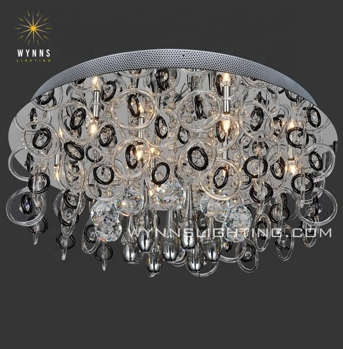 Large glass crystal ceiling lamp home office modern LED lamp fashion ceiling lighting for lobby clothes store super market