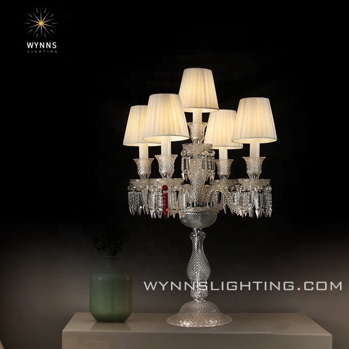 Crystal candelabra lighting desk chandelier light large table lamp with LED candle bulbs