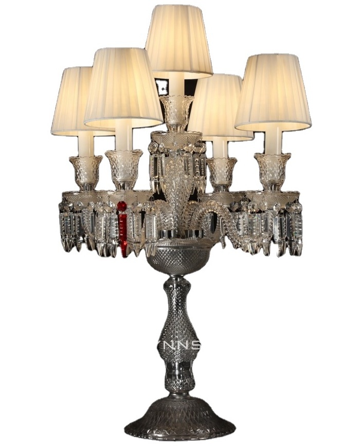 Crystal candelabra lighting desk chandelier light large table lamp with LED candle bulbs