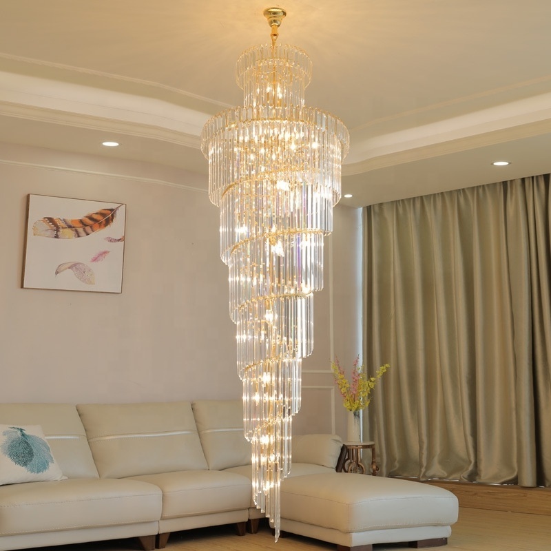 Large luxury crystal ceiling chandelier big hanging lamp imperial LED for staircase and house villa hotel lobby hall decoration