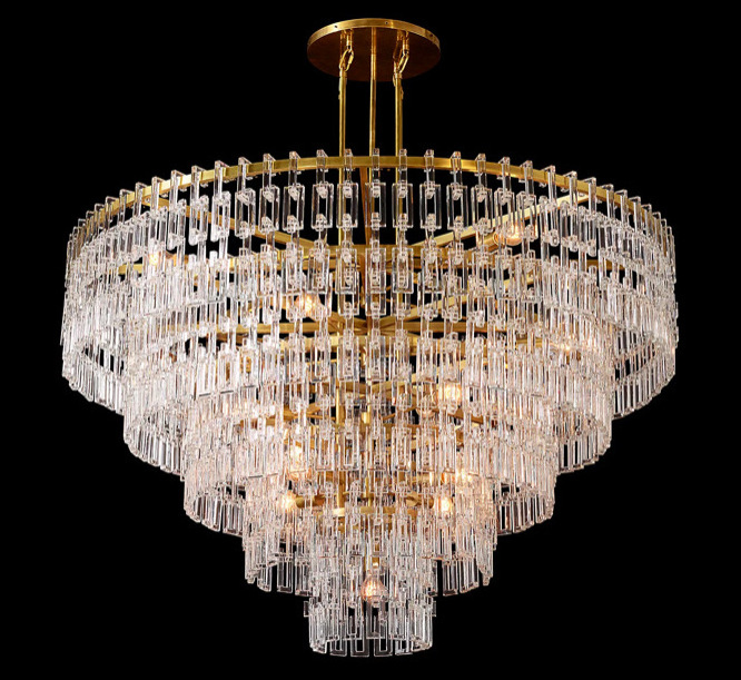 Large glass chandelier lighting home hotel villa project pendant lamp American industrial ceiling light with dimmer LED bulbs