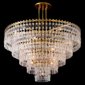 Large glass chandelier lighting home hotel villa project pendant lamp American industrial ceiling light with dimmer LED bulbs