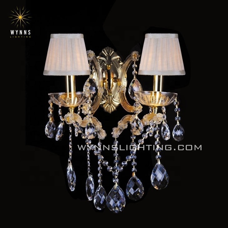 Luxurious brass sconce lamp K9 crystal bracket lighting home decor wall light with LED Edison candle bulbs