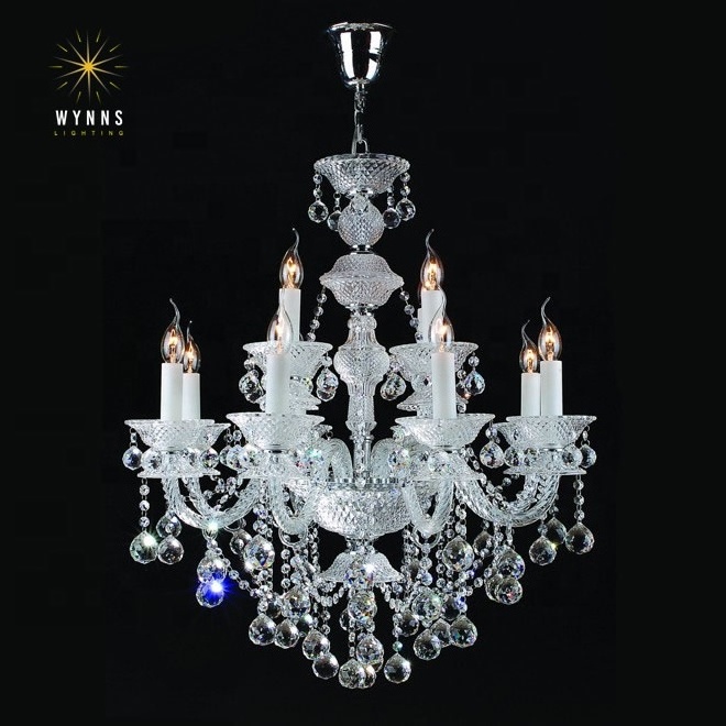 European classical lighting traditional crystal chandelier pendant lamp K9 crystal glass hanging ceiling chandelier LED lights