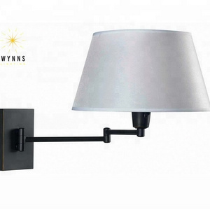 Hotel bedside and corridor swing arm wall sconce lamp with switch and LED lighting bulb