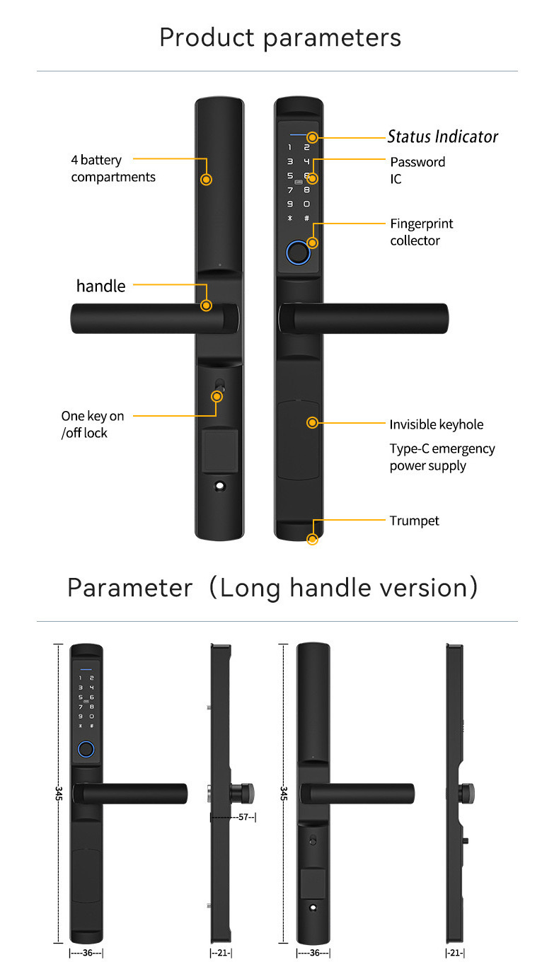 Waterproof Outdoor Aluminum Sliding Door Lock Digital Password Tuya Wifi Smart Lock