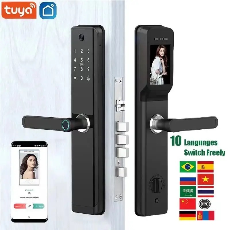 New Wrong-Try Lockout Cylinder Lock Body Wrong-Try Lockout Keyless Door Locks Tamper Alarm Password Door Lock