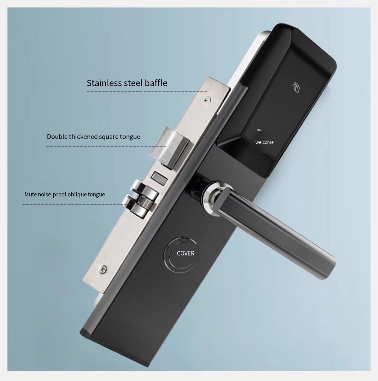 High security rfid card hotel door lock, Electronic digital key card smart hotel lock system