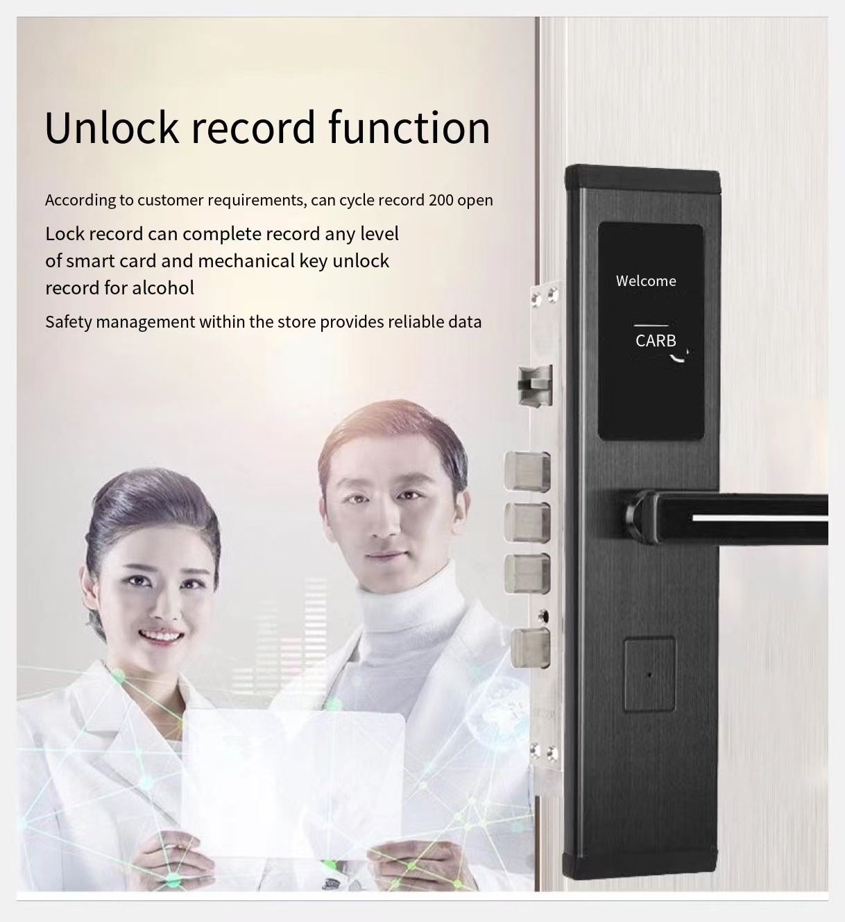 High security rfid card hotel door lock, Electronic digital key card smart hotel lock system