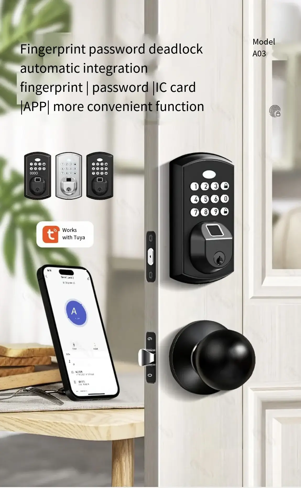 Main Keypad Digital Auto Wifi Smart Fingerprint NFC Electronic Deadbolt Door Lock Set Smart Door Lock with Key for Metal Doo