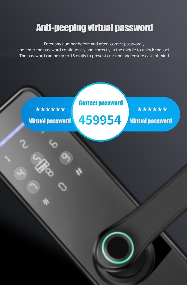 Smart lockWIFI APP Smart Door Lock Aluminum Fingerprint Inside Digital Handle Keyless Tuya Smart Lock