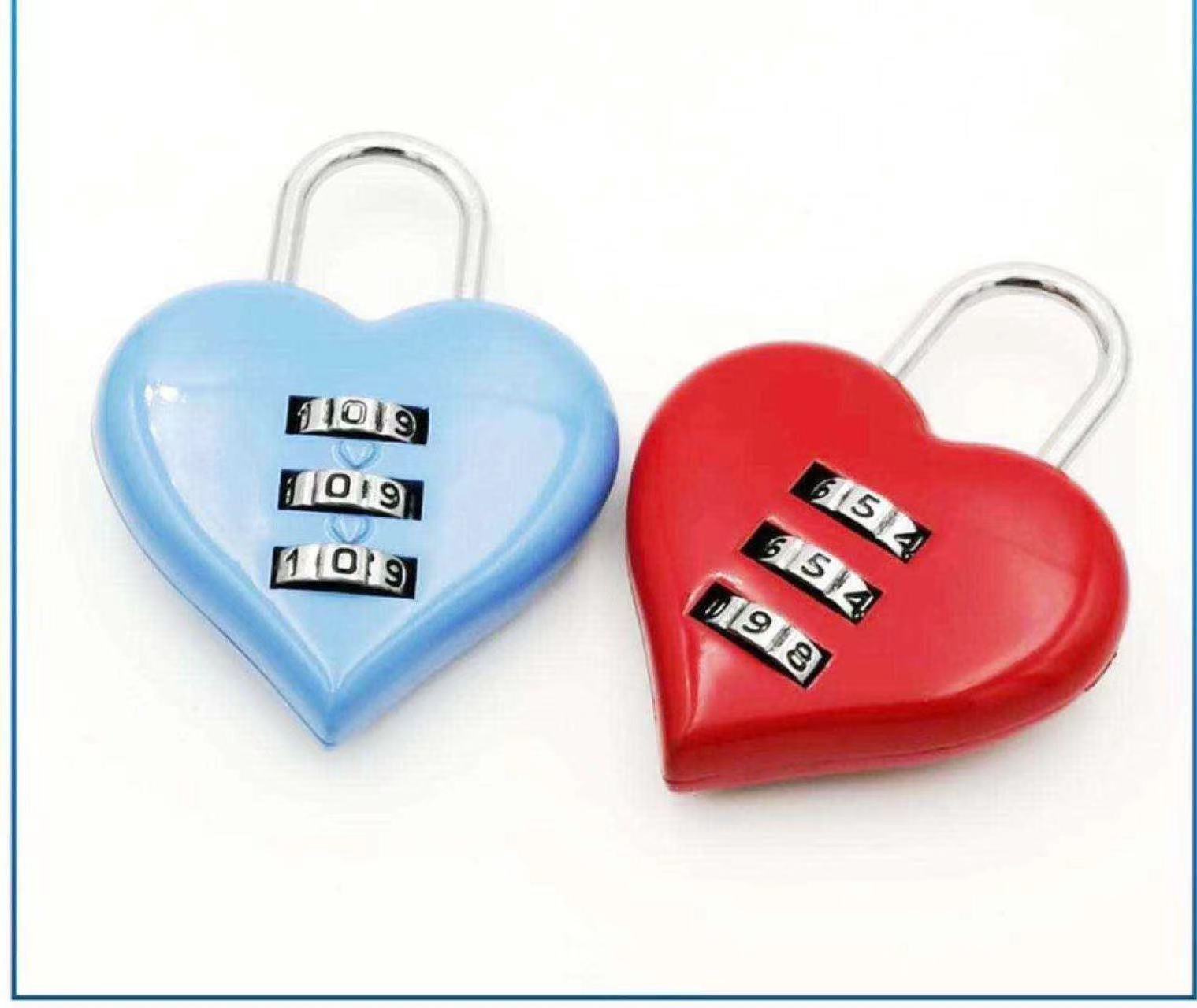 Luggage Padlock 3-Digit Combination Wedding Gift Luggage Red Heart Padlock