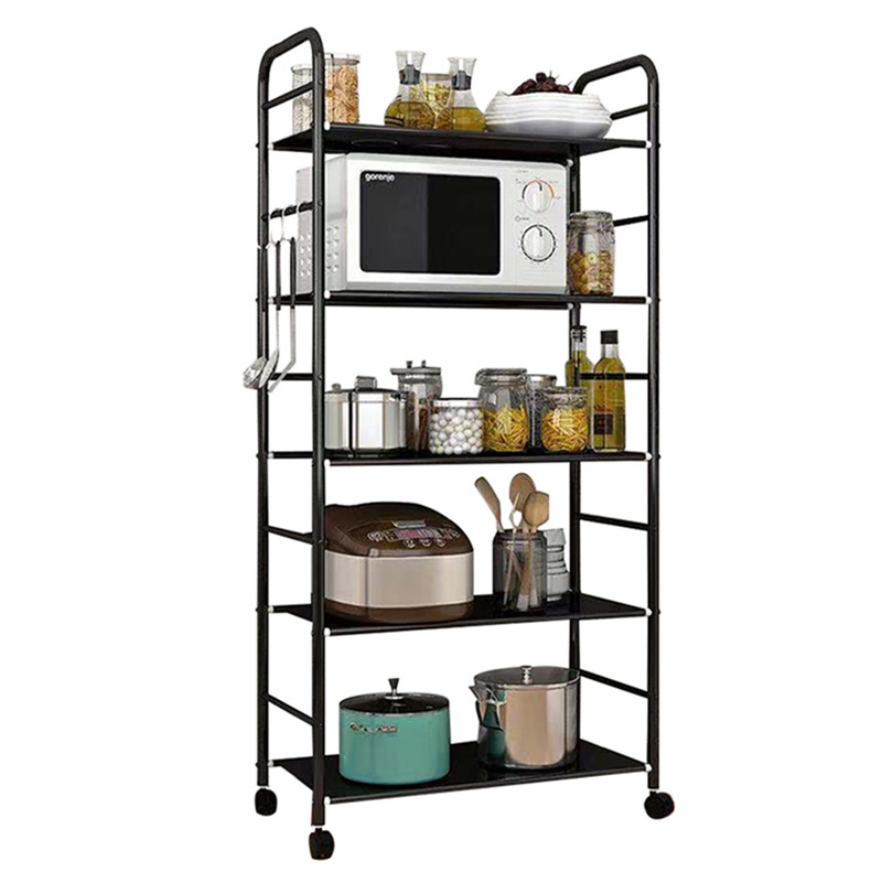 Hot sale metal 5 layers boltless rack black shelf fence adjustable 5 tier racking kitchen shelves