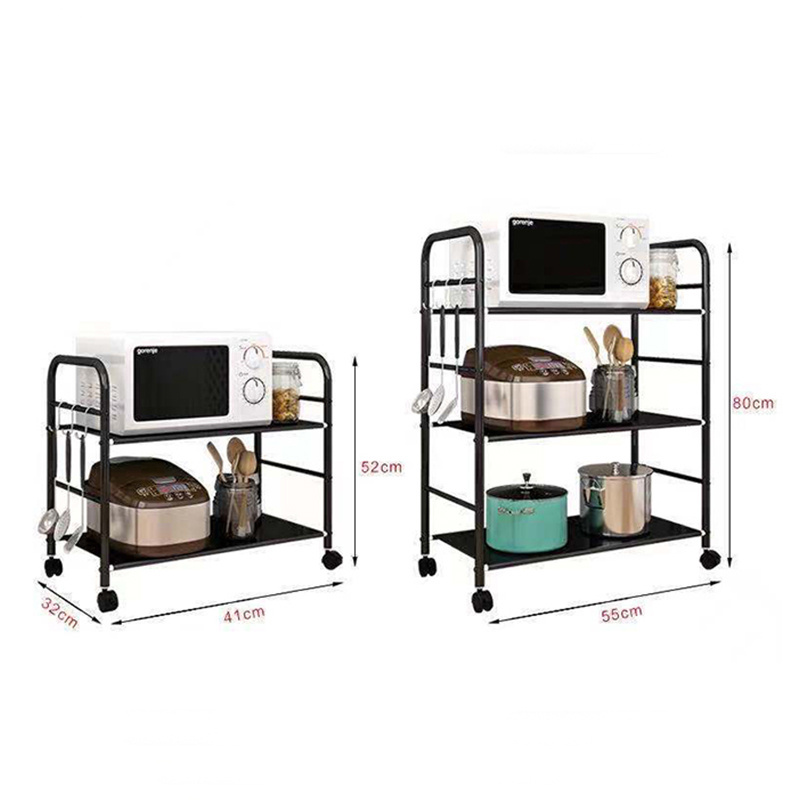 2023 new Foldable Microwave Oven Display Shelf With Wheels Folding Storage Rack Kitchen Organizer Shelf