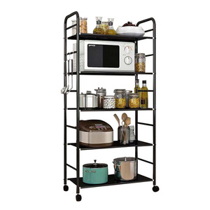 2023 new Foldable Microwave Oven Display Shelf With Wheels Folding Storage Rack Kitchen Organizer Shelf