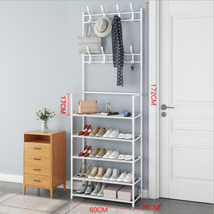 4 Tier Standing Metal Entrance Hall Coat Shoe Clothes And Hat Hanger Rack Storage Stand Shelf Shelves