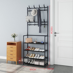 Entryway Coat Shoe Rack 5-Tier Storage Shelves with 16 Hooks assemble Hallway shoe coat rack