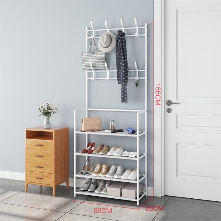 Entryway Coat Shoe Rack 5-Tier Storage Shelves with 16 Hooks assemble Hallway shoe coat rack