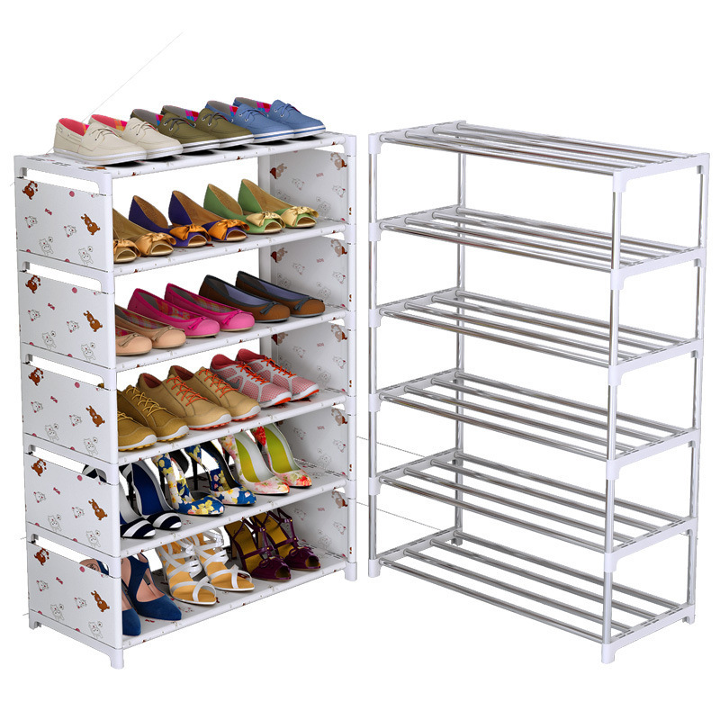 Folding Metal Shoe Racks Multilayer Non Woven Fabric Combination Dustproof Simple Shoes Shelf Storage Cabinet