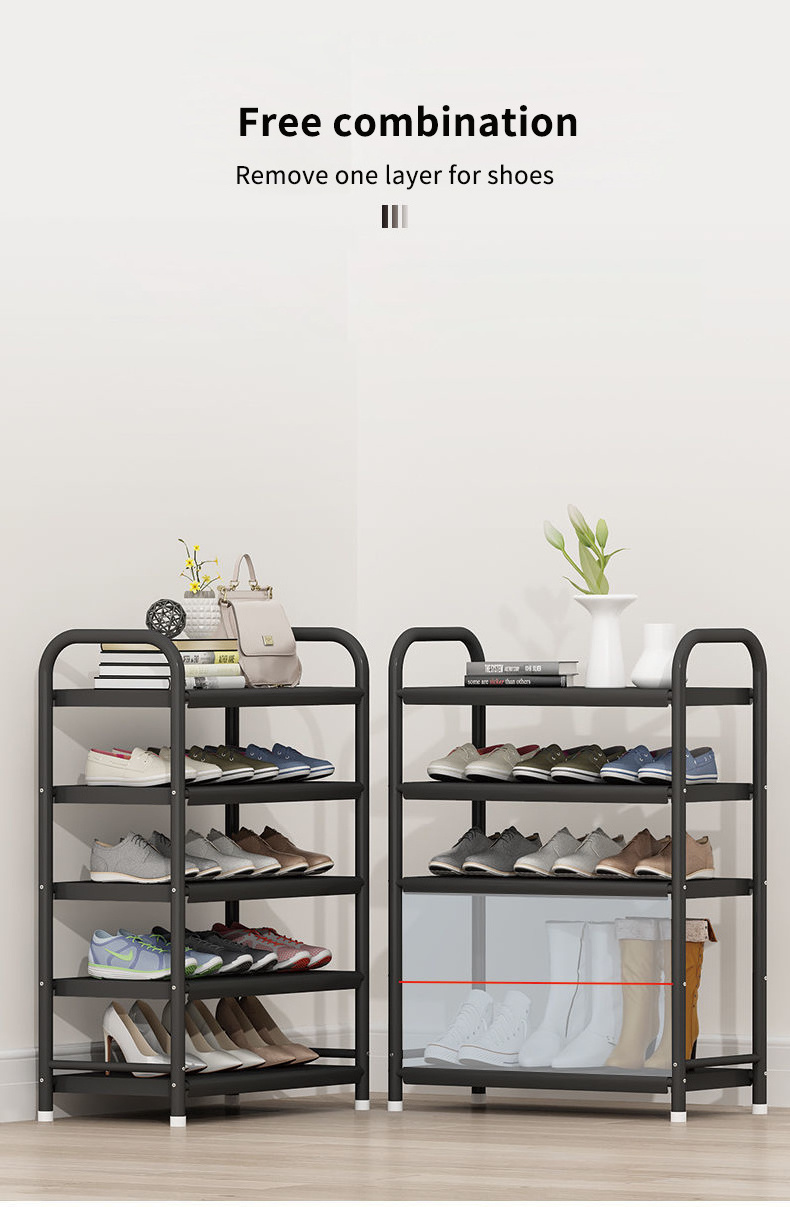 Multi-tier iron Stackable Storage Metal Expandable 5 Layer Shoes Rack For Sale