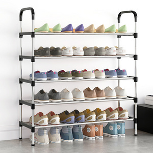 Standing 4 Tier Shoe Shelves Easy To Assemble Shoe Shelf Organizer Black Metal Shoe Rack