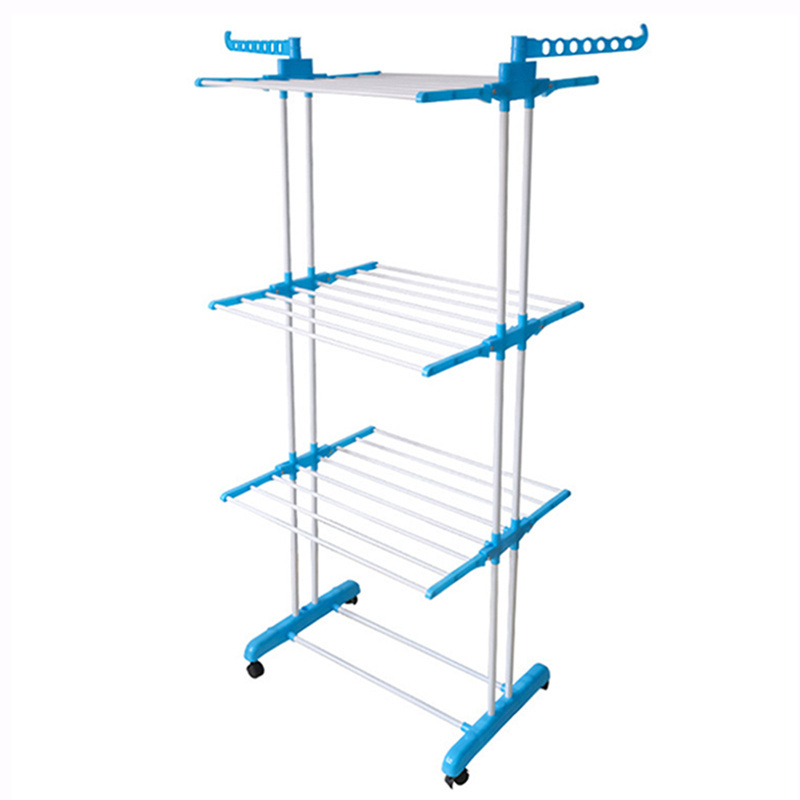 Clothes Drying Rack 3-Tier Rolling Folding Dryer Hanger Storage Collapsible Garment Rack