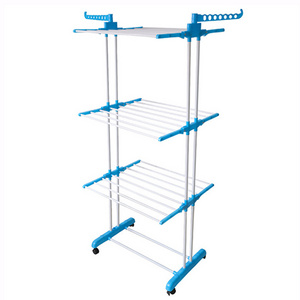 Clothes Drying Rack 3-Tier Rolling Folding Dryer Hanger Storage Collapsible Garment Rack