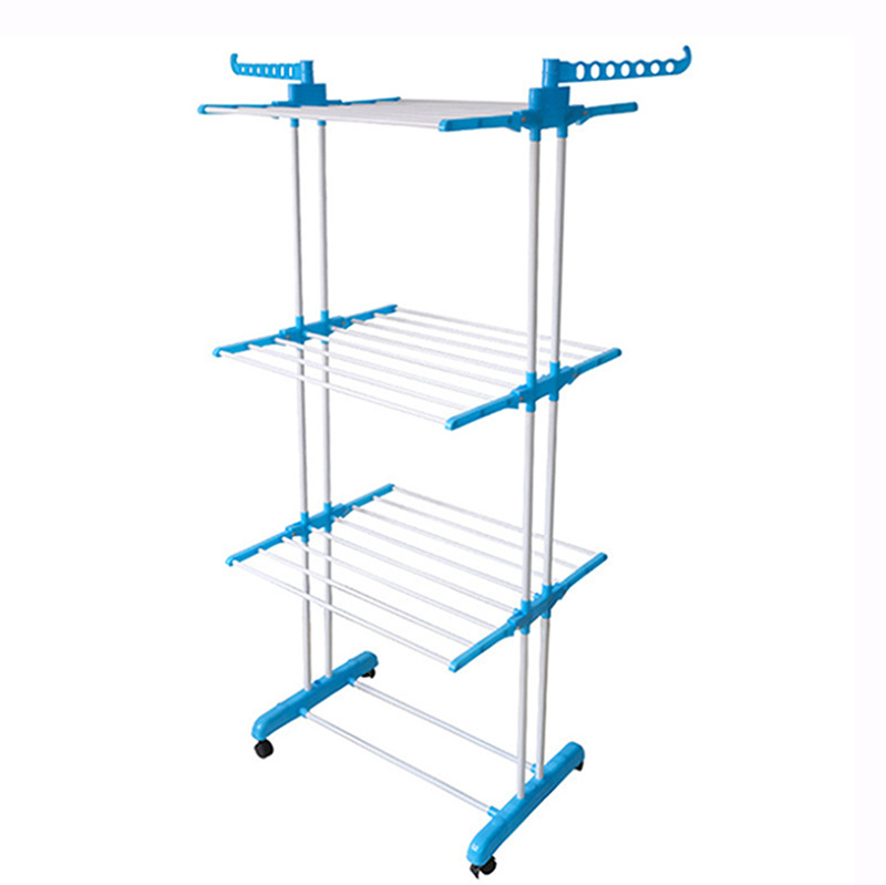 Wholesales 3 Tier Clothes Hanger Coat Rack Floor Hanger Storage Wardrobe Clothing Drying Racks