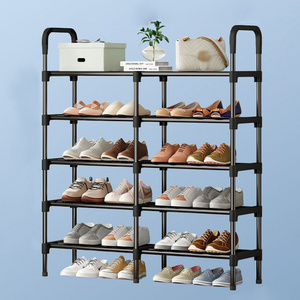 5 Tiers Metal Shoe Rack Adjustable Shoe Shelf Storage Organizer Stackable Boot & Shoe Storage for living room