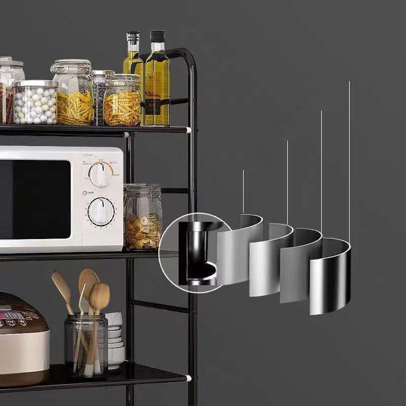 Kitchen Bakers Rack with Storage Cabinet Microwave Stand Spice Pots and Pans Utility Organizer Shelf Metal Frame