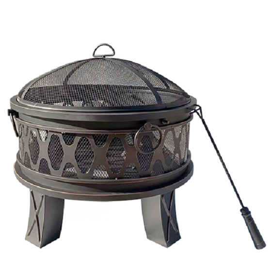 OUTDOOR CAMPING TRAVEL 26 INCH STEEL ROUND ANTIQUE BRONZE  IRON WOOD BURNING FIRE PITS