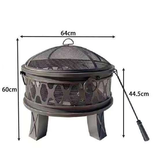 OUTDOOR CAMPING TRAVEL 26 INCH STEEL ROUND ANTIQUE BRONZE  IRON WOOD BURNING FIRE PITS