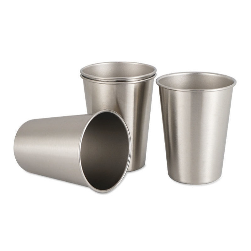 Stainless Steel Camping Mugs Water Glasses Reusable Steel Cup BBQ Home Office Party