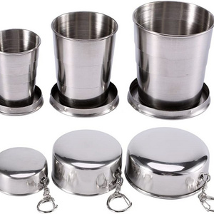 Different Capacity Stainless Steel Folding Drinking Cups,Camping Collapsible Cups for Outdoor Travel