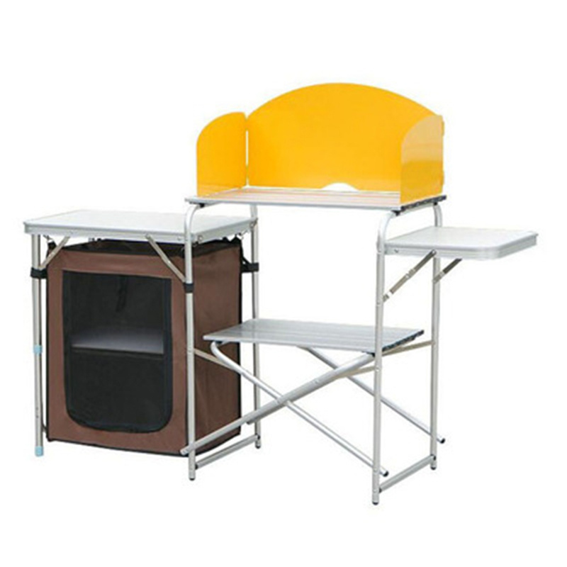 windscreen camp cooking folding table camping kitchen table with cupboard