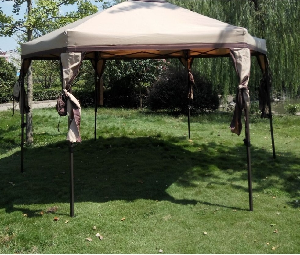 outdoor waterproof pop up gazebo hexagonal folding gazebo with Mosquito net