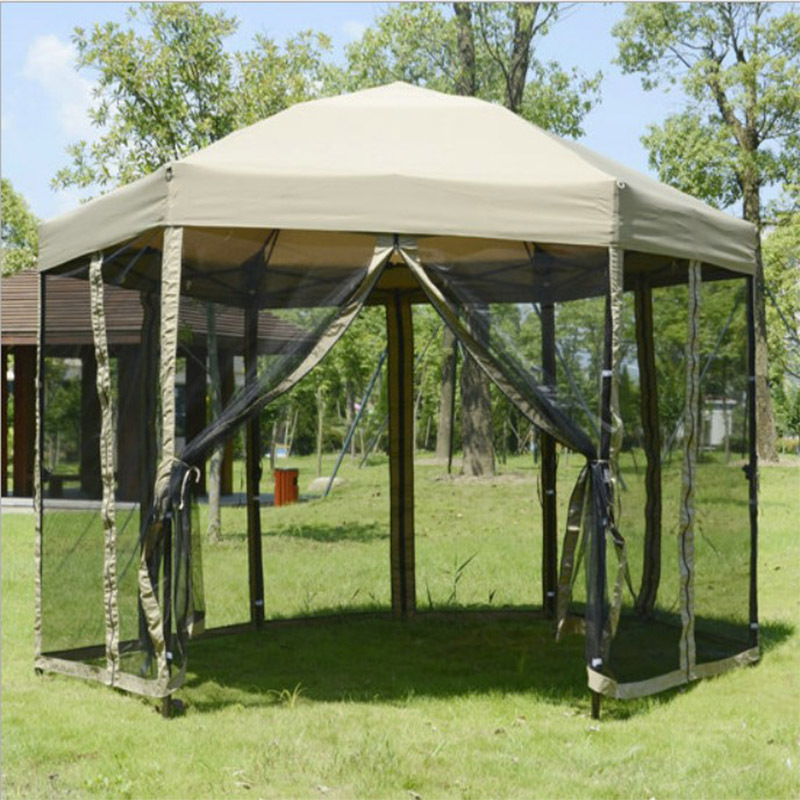 outdoor waterproof pop up gazebo hexagonal folding gazebo with Mosquito net