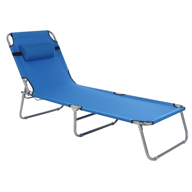 hot sell lightweight tourist chair portable beach lounger folding sun bed recliner camping chaise lounge