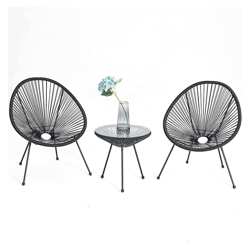 patio bistro garden steel frame wicker weave rattan egg dining 2 chairs and table