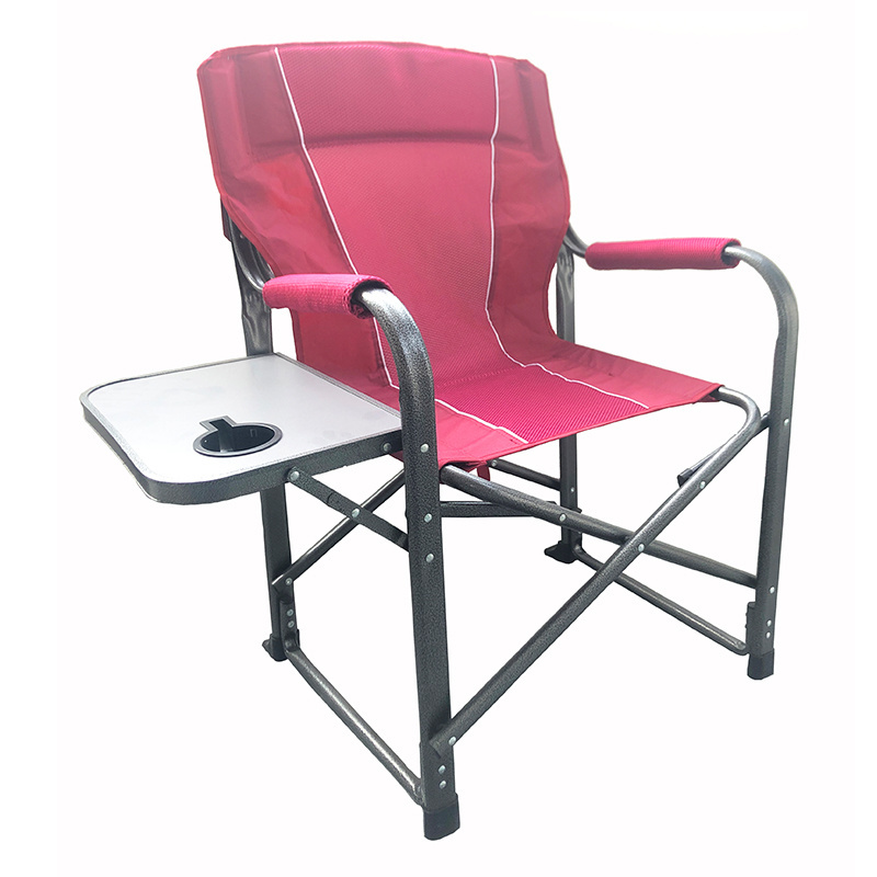 Promotional flat tube makeup outdoor folding camping xxl pink director chair with table