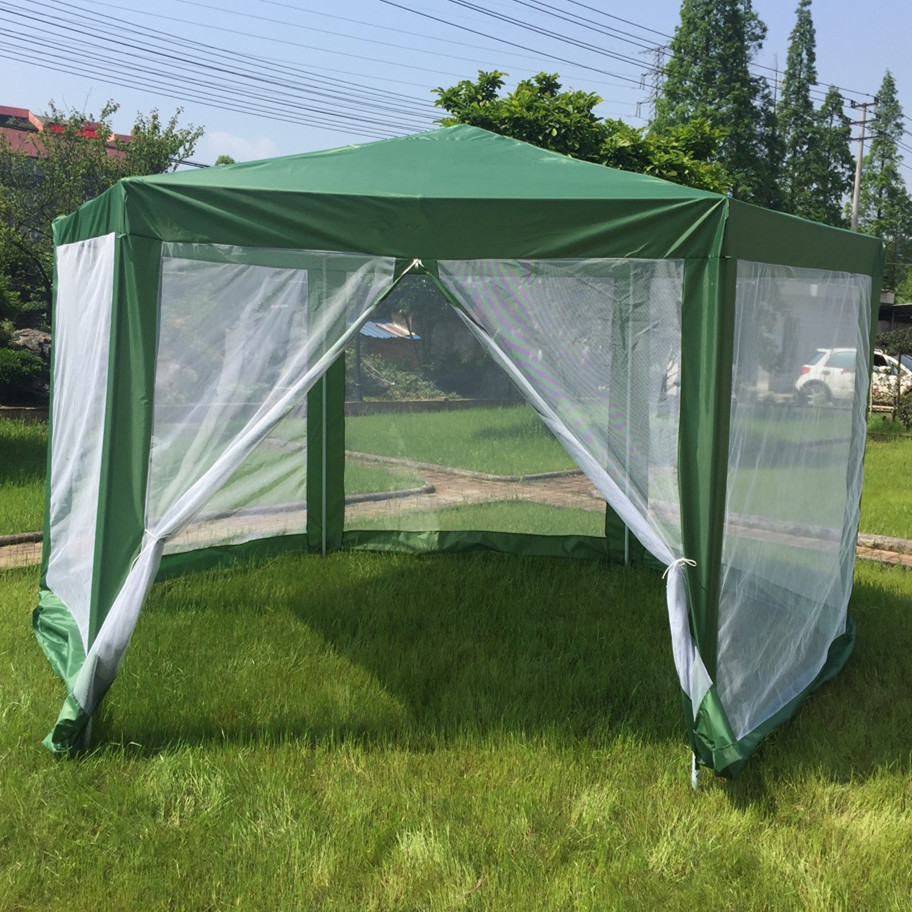 outdoor waterproof 2x2x2m gazebo hexagonal furniture hexagonal gazebo metal with mesh mosquito net