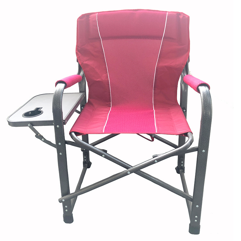 Promotional flat tube makeup outdoor folding camping xxl pink director chair with table