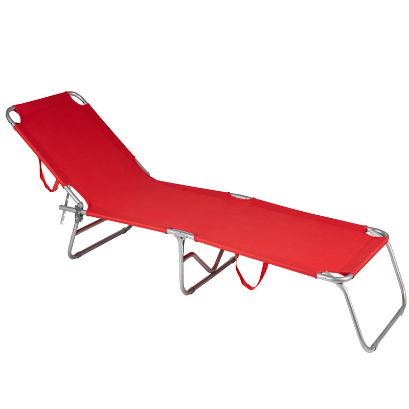 hot sell lightweight tourist chair portable beach lounger folding sun bed recliner camping chaise lounge