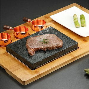 Popular kitchen steak stone hot cooking sets bbq grill lava basalt rock indoor bbq