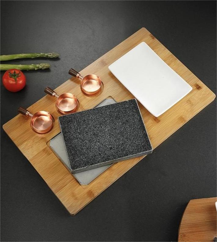 Complete set cooking stone lava rock steak stone plate indoor bbq tabletop grilling stone