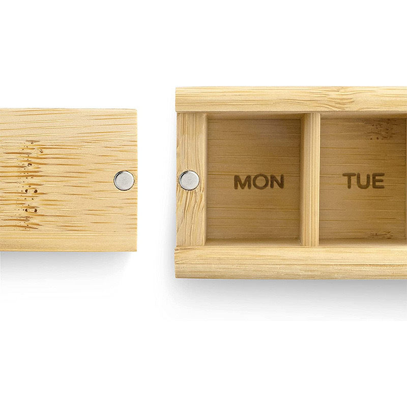 New design bamboo pill cases storage pill box dispenser boxes perfect for viyamins and supplements